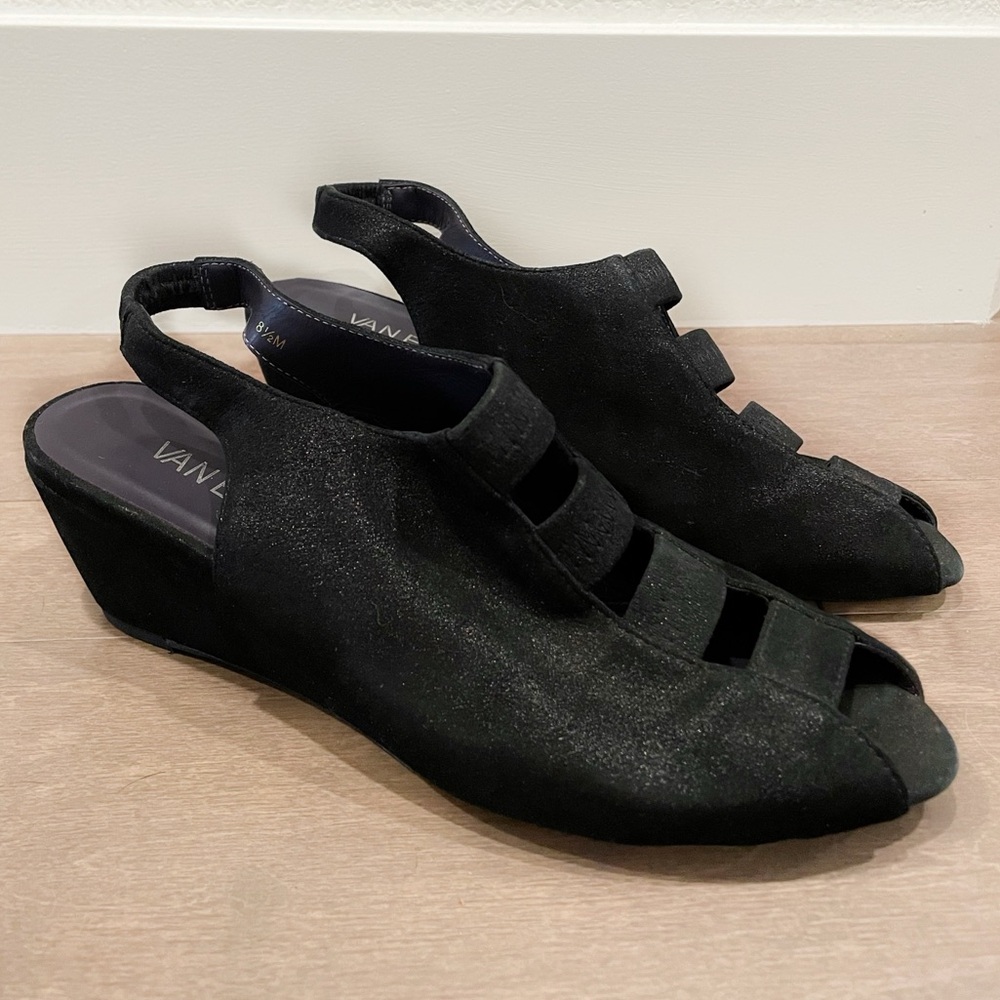 Vaneli | Black Metallic Wedges Size 8